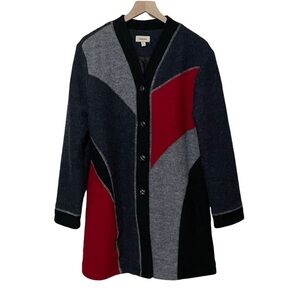 Venario 100% Wool Red/ Grey/ Black Abstract Jacket